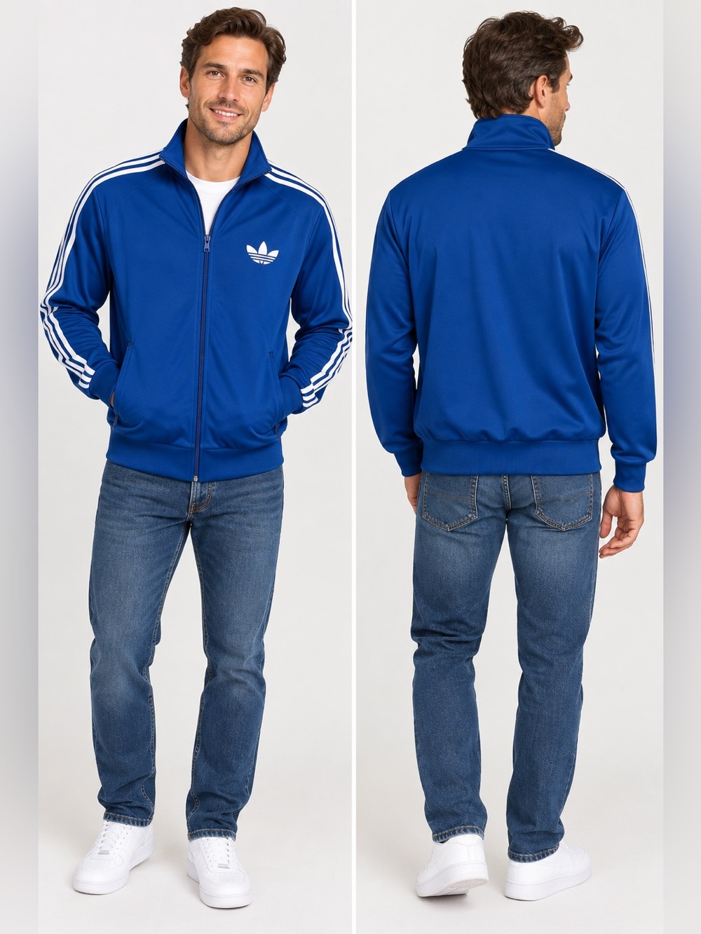 adidas Royal Blue Track Jacket with White Three-Stripes